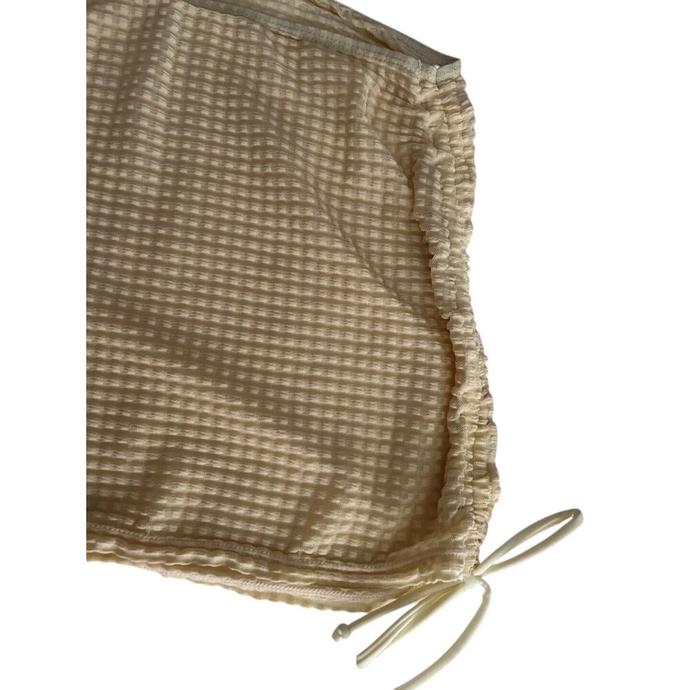 NWOT SweatyRocks Beige 3 Pc Texture Halter Tie Bikini Drawstring Skirt Large - Picture 6 of 11